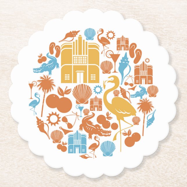 Florida Icons Paper Coaster (Front)