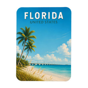 Florida Illustration Travel Art Vintage Magnet