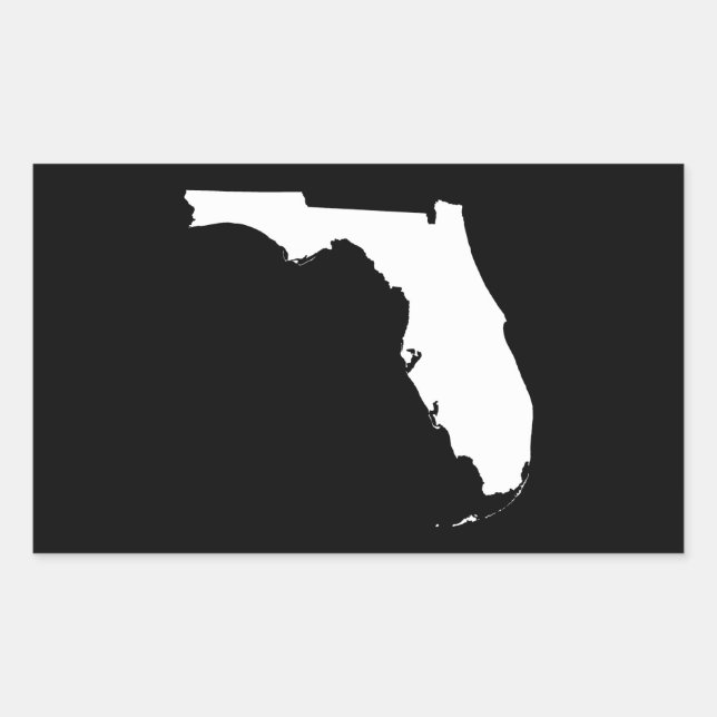 Florida in White and Black Rectangular Sticker (Front)