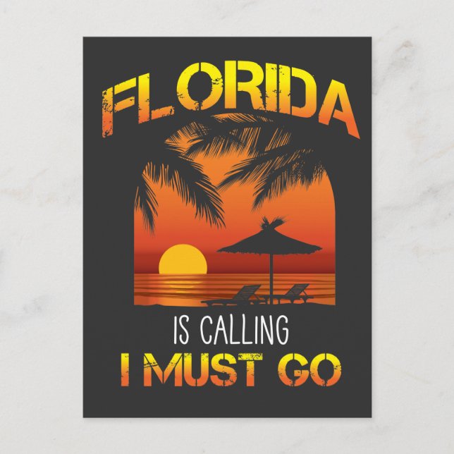 Florida Is Calling Beach Summer Holiday Traveller Postcard (Front)