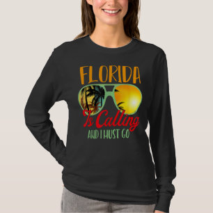 Florida Is Calling I Must Go Eyeglasses Summer Bea T-Shirt