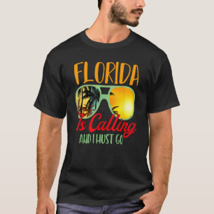 Florida Is Calling I Must Go Eyeglasses Summer Bea T-Shirt