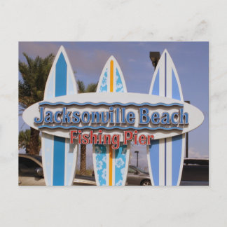 Florida: Jacksonville Beach & Fishing Pier sign Postcard