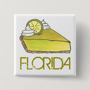 Florida Key Lime Pie Slice Dessert Foodie Bakery 15 Cm Square Badge