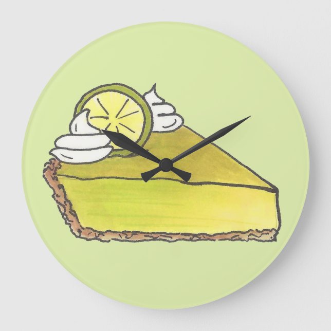 Florida Key Lime Pie Slice Dessert Foodie Kitchen Large Clock (Front)