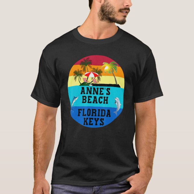 Florida Keys Annes Beach Beach Chairs Palm Trees S T-Shirt (Front)
