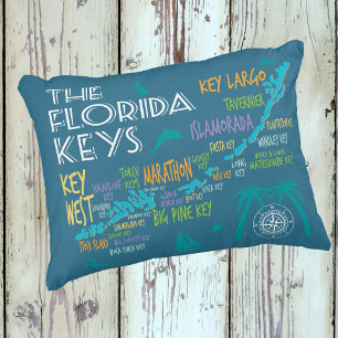 Florida Keys colourful map with island names Decorative Cushion