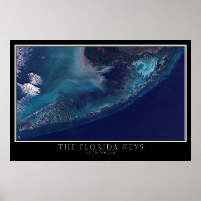 Florida Keys From Space Satellite Map Poster (Front)