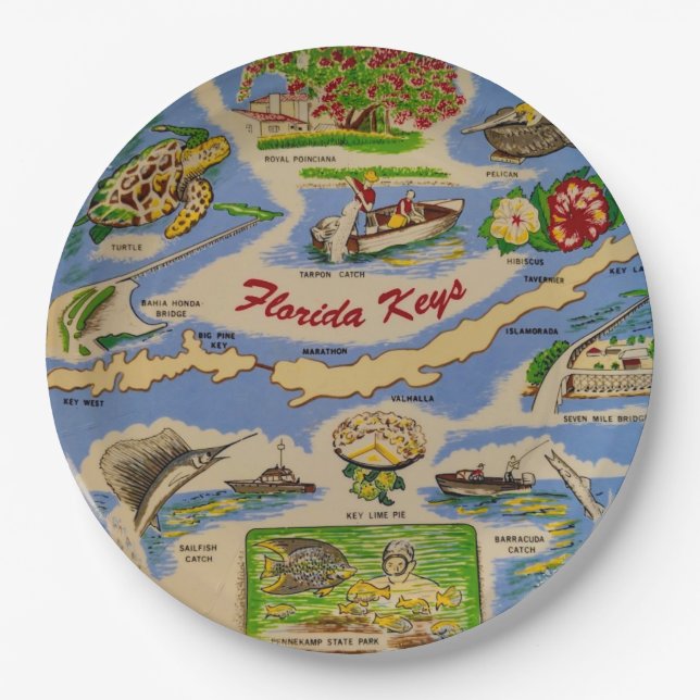 Florida Keys Fun Paper Plates (Front)