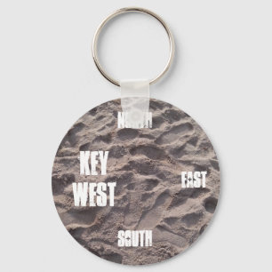 Florida Keys Key West Compass Sand Beach Keychain