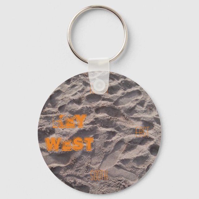 Florida Keys Key West Compass Sand Beach Keychain (Front)