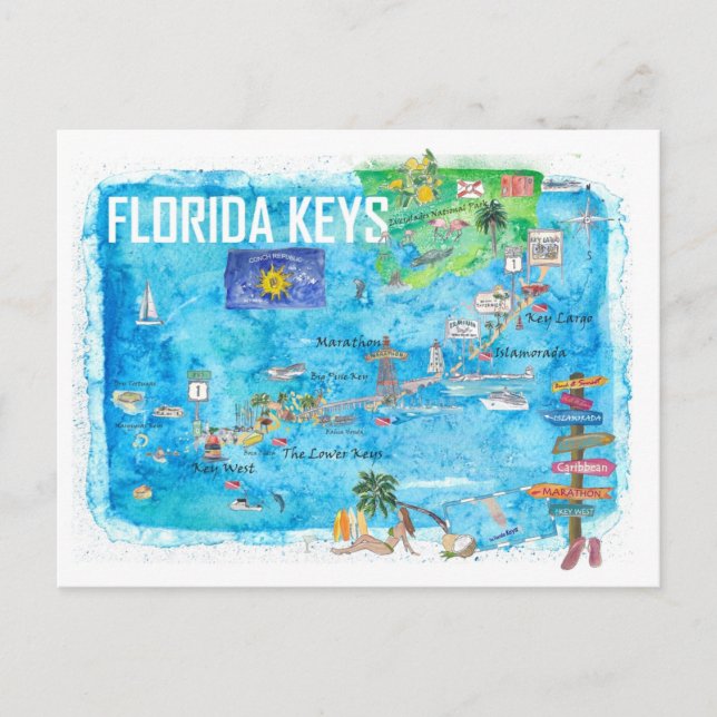 Florida Keys Key West Marathon Key Largo  Postcard (Front)