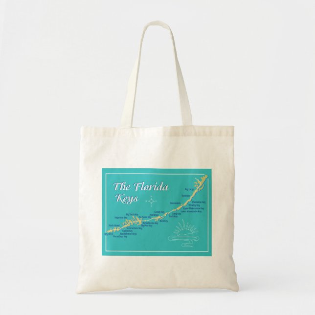 Florida Keys Map Illustration Tote Bag (Front)