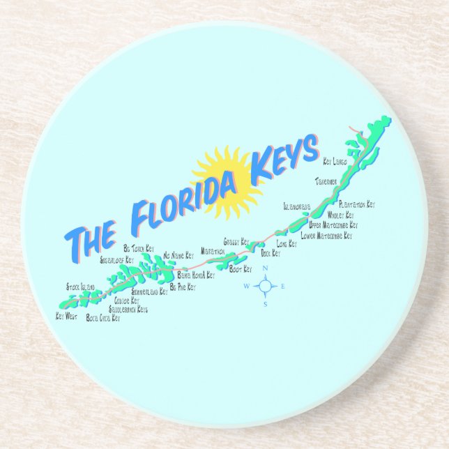 Florida Keys Map retro illustration Coaster (Front)