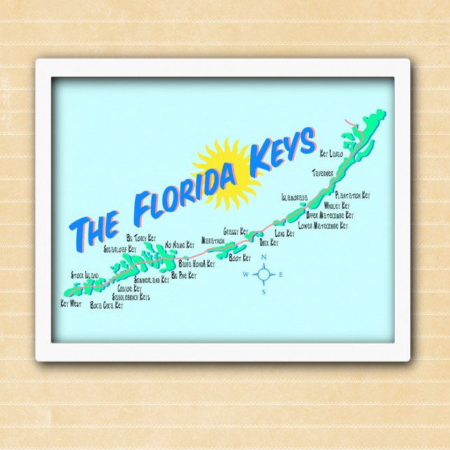 Florida Keys Map retro illustration Poster (Creator Uploaded)
