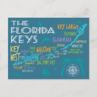 Florida Keys Map with colourful island names