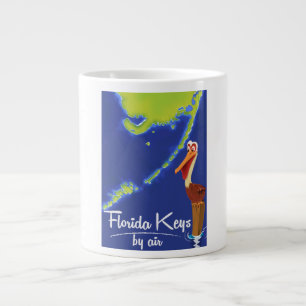 Florida Keys Pelican Vintage travel poster Large Coffee Mug