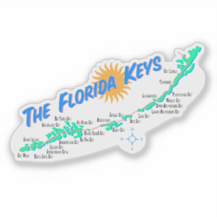 Florida Keys Retro Map with Island Names