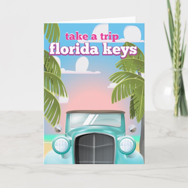 Florida Keys Travel poster Holiday Card (Front)