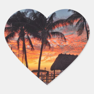 Florida Keys tropical sunset Heart Sticker