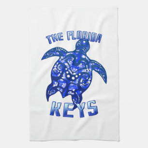 Florida Keys Vacation Tribal Turtle Tea Towel