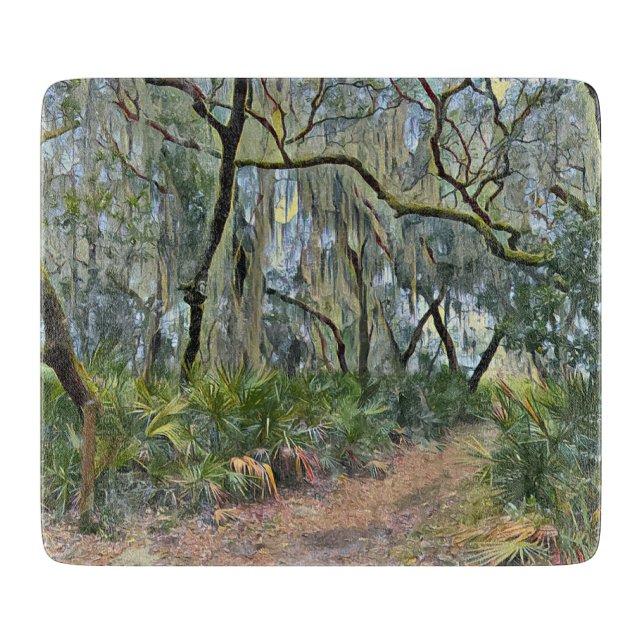 Florida Lace Spanish Moss Impressionist Art Cutting Board (Front)