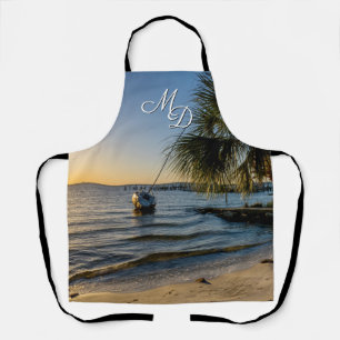 Florida Leaning Palm Tree Sunset Apron