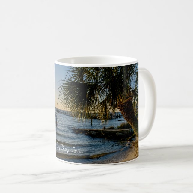 Florida Leaning Palm Tree Sunset Classic Mug (Front Right)