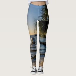 Florida Leaning Palm Tree Sunset Leggings