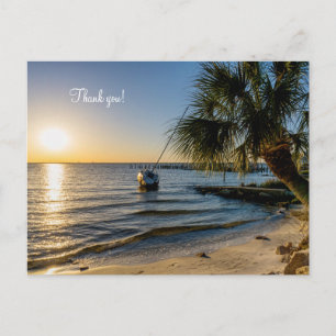 Florida Leaning Palm Tree Sunset Thank U Postcard