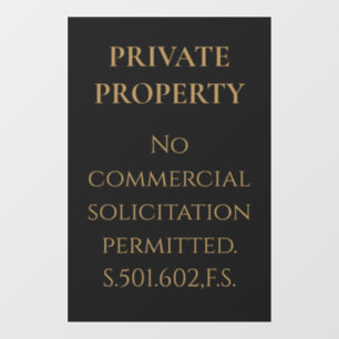Florida Legal No Solicitation Decal for Property