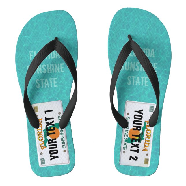 Florida License Plate with your text Thongs (Footbed)
