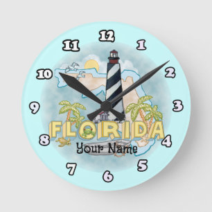 Florida Lighthouse Round Clock