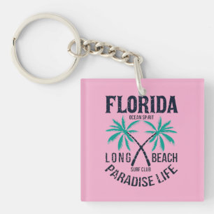 Florida Long Beach Paradise Life Surf Club Key Ring