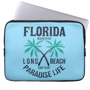 Florida Long Beach Paradise Life Surf Club Laptop Sleeve