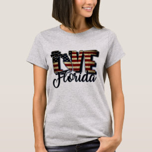 Florida Love American Flag Star And Stripes T-Shirt