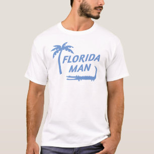 Florida Man Aligator and Palm Tree Custom Colour T-Shirt