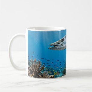 Florida Man Barracuda Coral Reef Fishing Art Coffee Mug