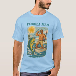 Florida Man -Coastal Fishing Boat- Retro Fisherman T-Shirt