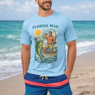 Florida Man -Coastal Fishing Boat- Retro Fisherman T-Shirt