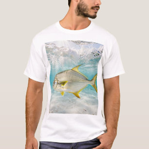 Florida Man Pompano Surf White Sand Fishing Art T-Shirt