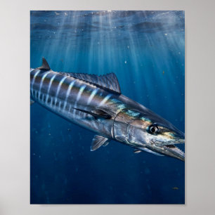 Florida Man Wahoo Deep Blue Offshore Fish Poster
