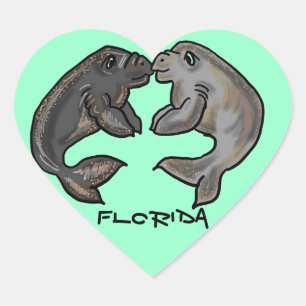 Florida manatee heart sticker