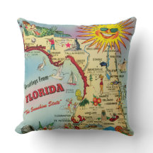 Florida Map Custom Throw  Pillow