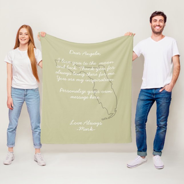 Florida map handwritten love letter or message   fleece blanket (In Situ)