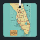 Florida Map Ornament<br><div class="desc">It's a vintage,  retro postcard map of Florida featuring Boca Grande. You can purchase it a is or reposition the map on the back to feature another part of the State of Florida.</div>