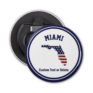 Florida Map Patriotic USA Flag Your City, Text Bottle Opener