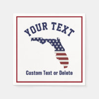 Florida Map | Patriotic USA Flag | Your City, Text