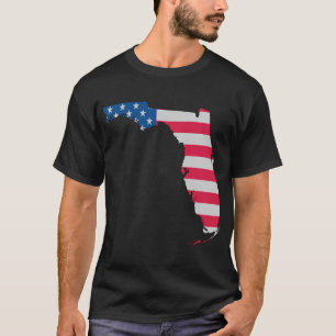 Florida Map - Usa Flag - Throwback - T-Shirt
