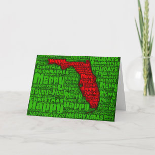 Florida Map Word Art Christmas Card Holiday Card